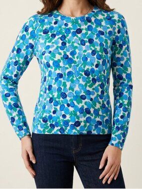 J.Crew Merino Wool Sweater Margot Blueberry Floral Long Sleeve Pullover Small